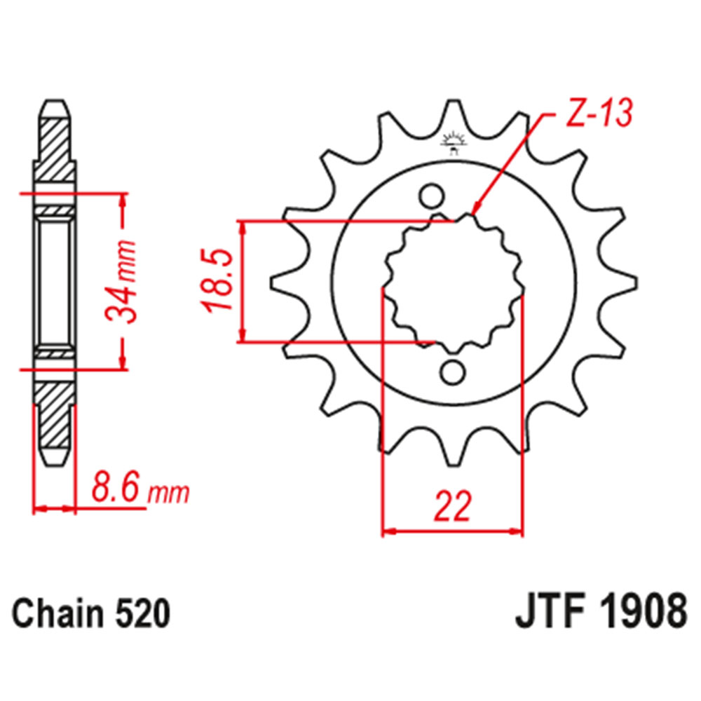 JTF1908-15 Prednji lančanik JT JTF1908-15 (520) 15 zuba