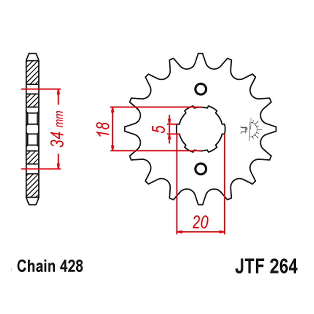 JTF264-16 Prednji lančanik JT JTF264-16 (428) 16 zuba