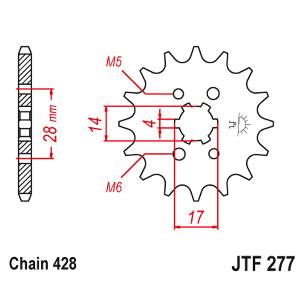 JTF277-13 Prednji lančanik JT JTF277-13 (428) 13 zuba Daytona 50