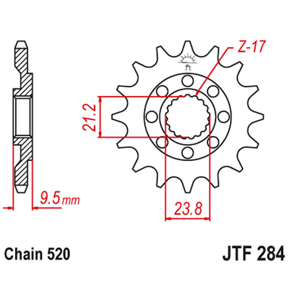 JTF284-14 Prednji lančanik JT JTF284-14SC (520) 14 zuba