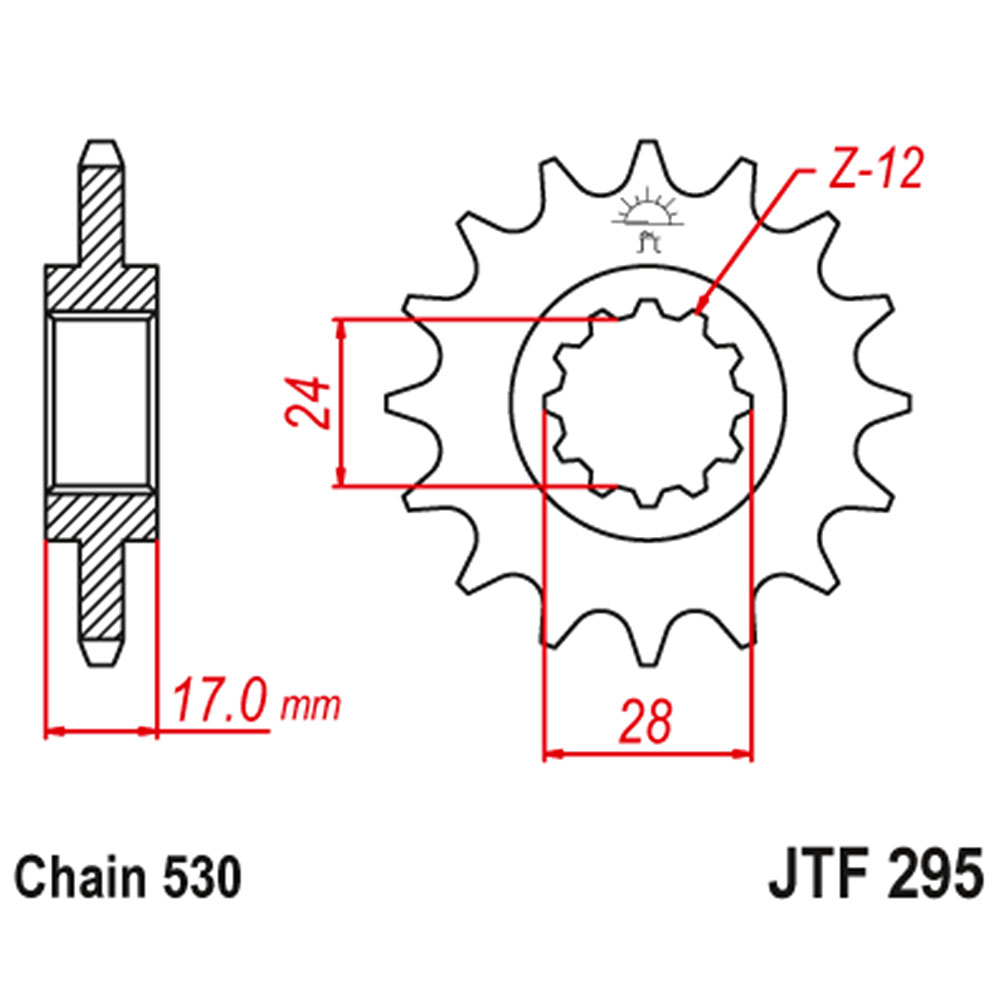 JTF295-15RB Prednji lančanik JT JTF295-15RB-50-35018 (530) 15 zuba