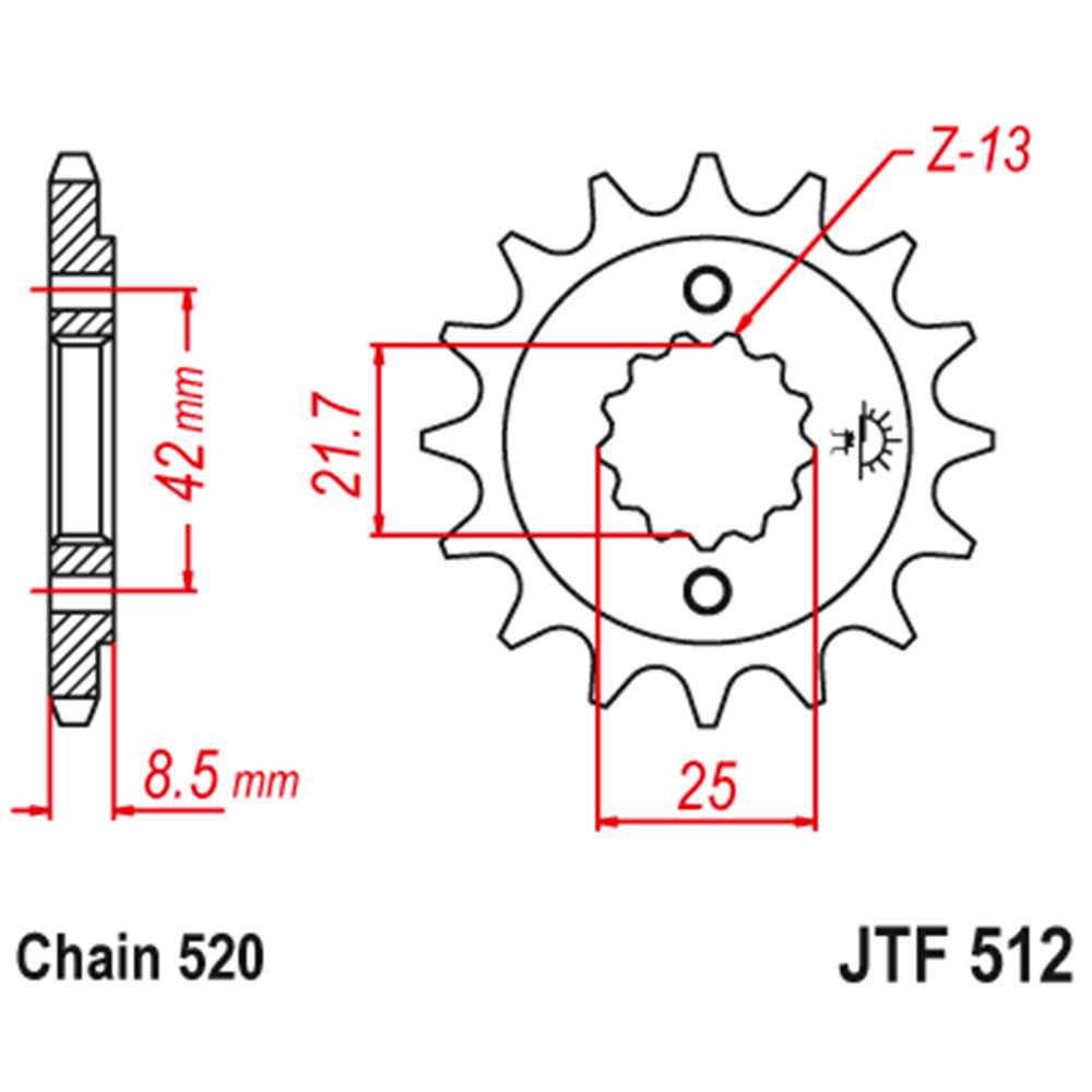 JTF512-17RB Prednji lančanik JT JTF512-17RB (520) 17 zuba