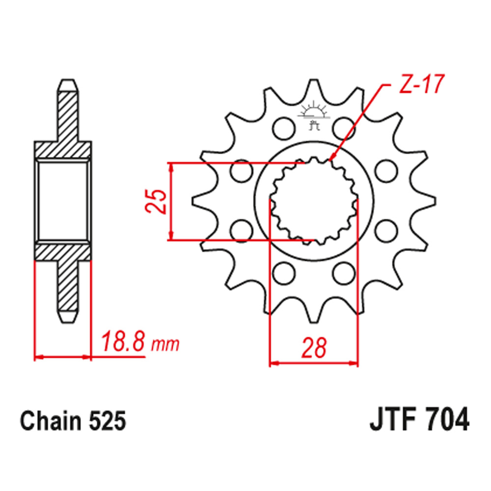 JTF704-16 Prednji lančanik JT JTF704-16-50-29020 (525) 16 zuba