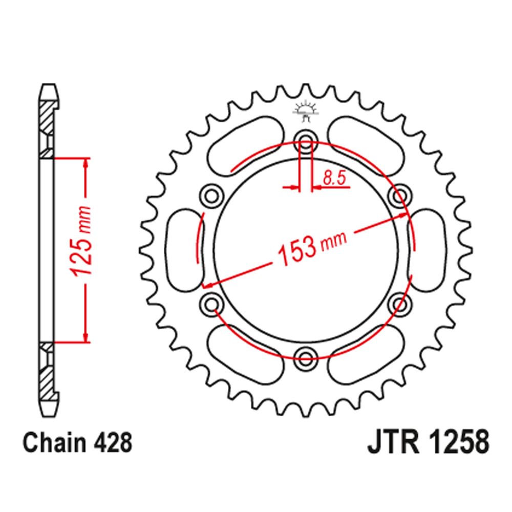 JTR1258-54 Zadnji lančanik JT JTR1258-54-50-15054 (428) 54 zuba