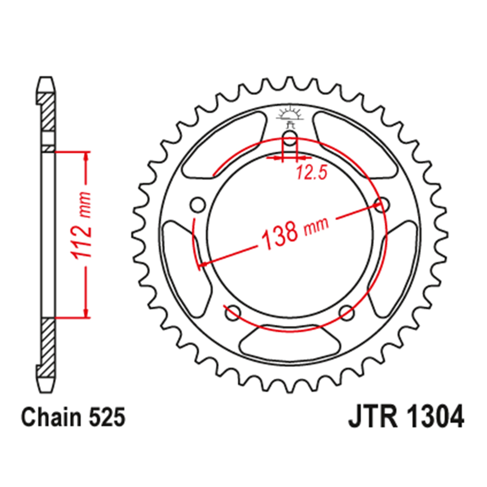 JTR1304-44 Zadnji lančanik JT JTR1304-44-50-29016-44 (525) 44 zuba