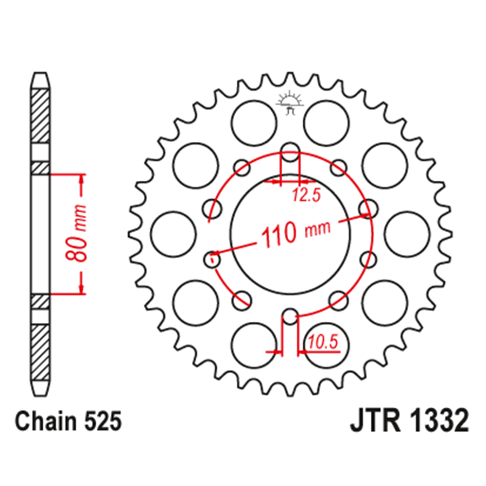 JTR1332-44 Zadnji lančanik JT JTR1332-44-50-29006 (525) 44 zuba