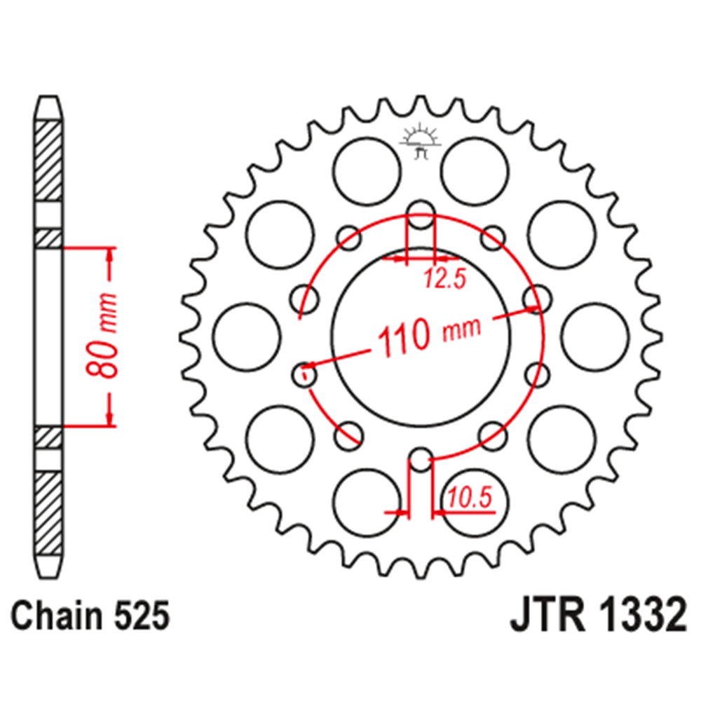 JTR1332-45 Zadnji lančanik JT JTR1332-45-50-29006 (525) 45 zuba