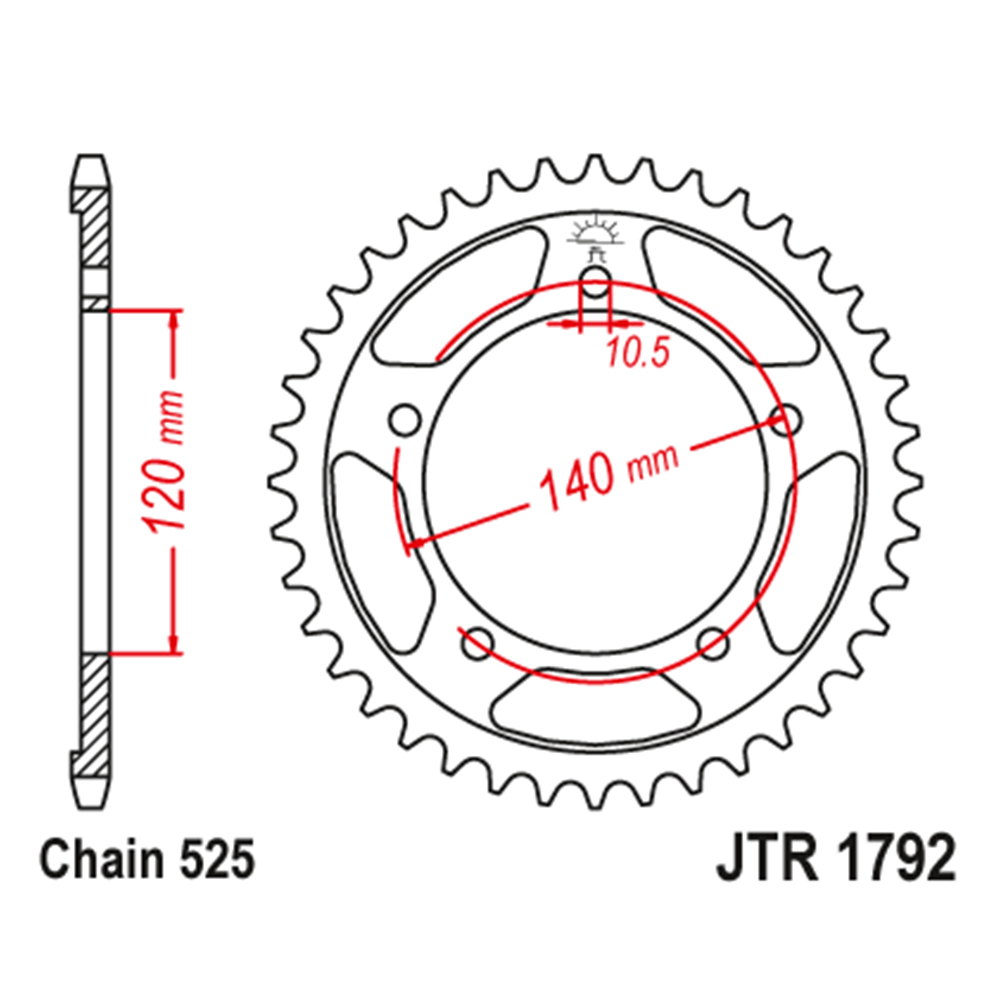 JTR1792-47 Zadnji lančanik JT JTR1792-47-50-29024 (525) 47 zuba