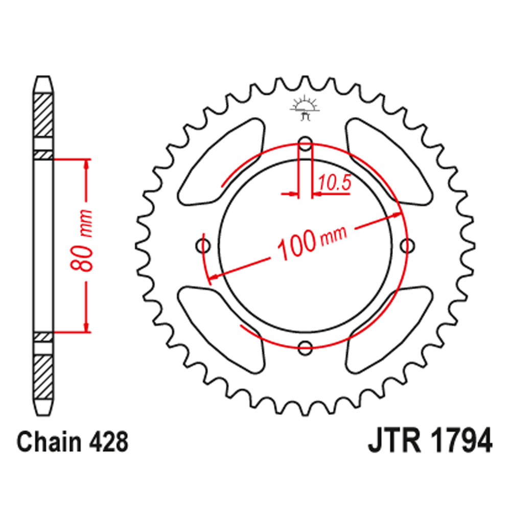 JTR1794-45 Zadnji lančanik JT JTR1794-45-50-15045 (428) 45 zuba