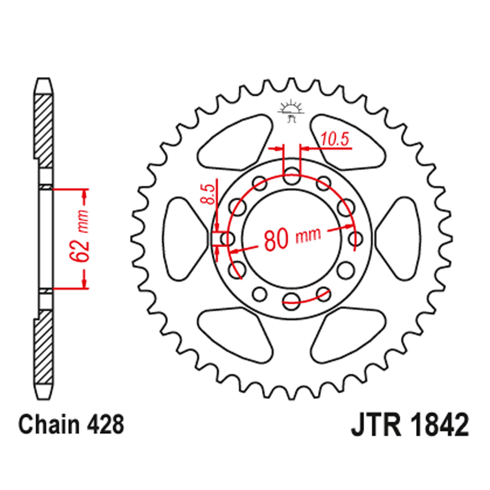 JTR1842-50 Zadnji lančanik JT JTR1842-50-50-15009 (428) 50 zuba