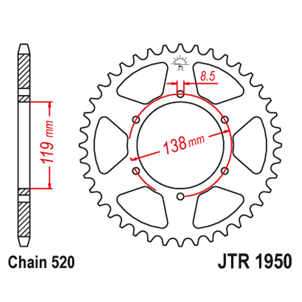 JTR1950-48 Zadnji lančanik JT JTR1950-48 (520) 48 zuba