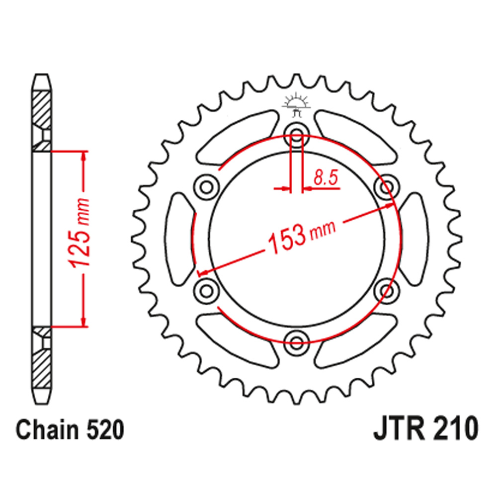 JTR210-42 Zadnji lančanik JT JTR210-42 (520) 42 zuba
