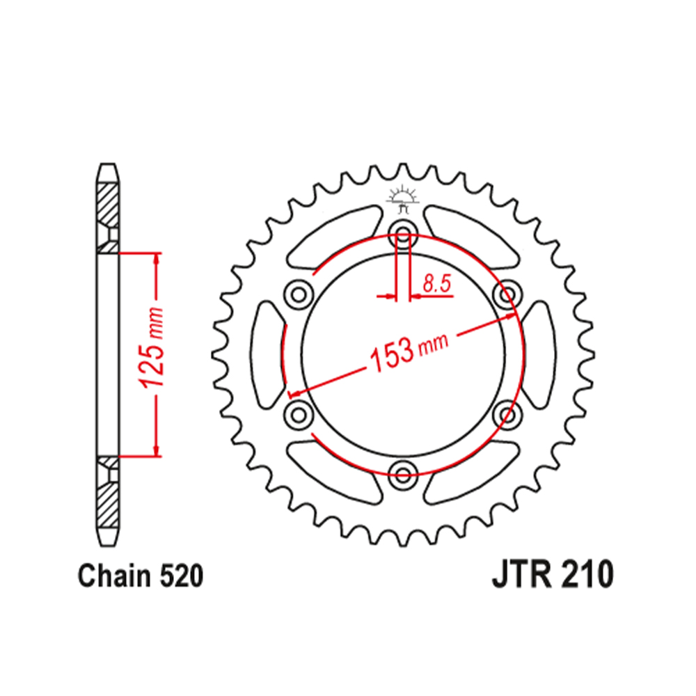 JTR210-51SC Zadnji lančanik JT JTR210-51SC (520) 51 zub