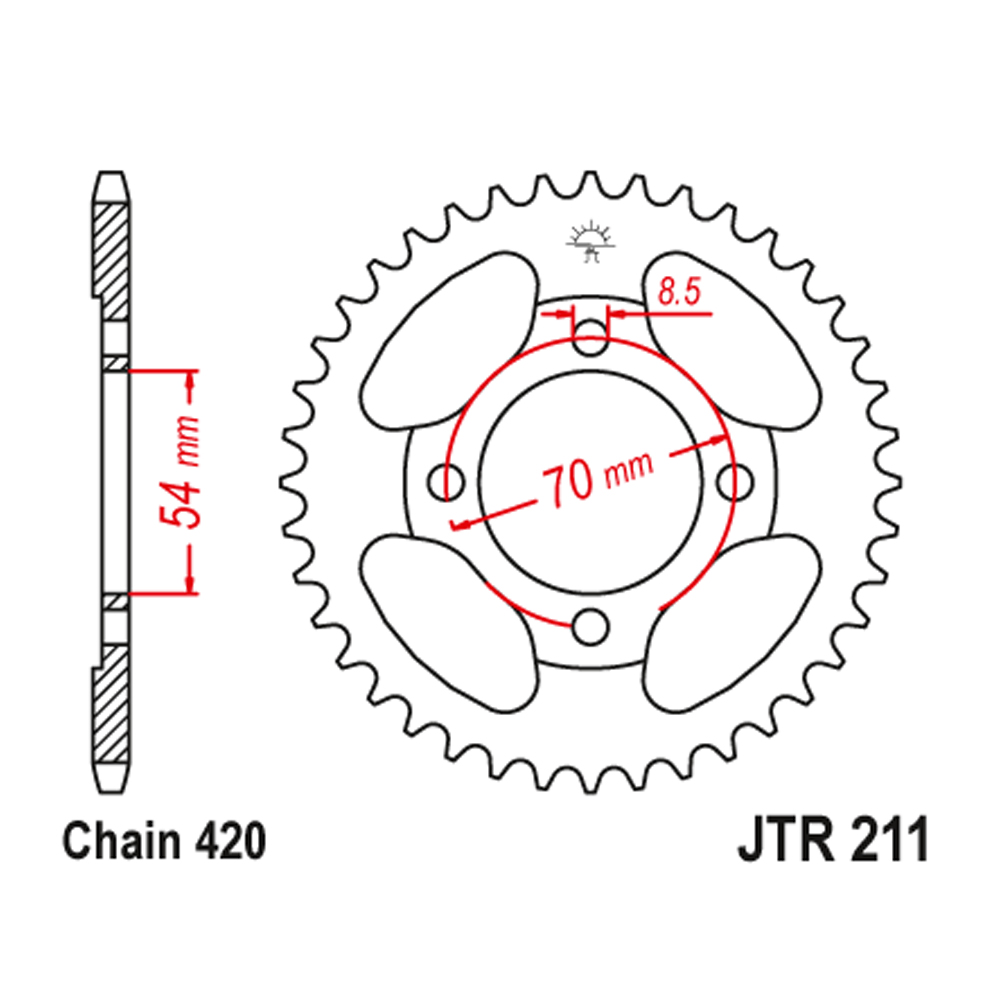 JTR211-42 Zadnji lančanik JT JTR211-42 (420) 42 zuba Tomos Daytona poštarski