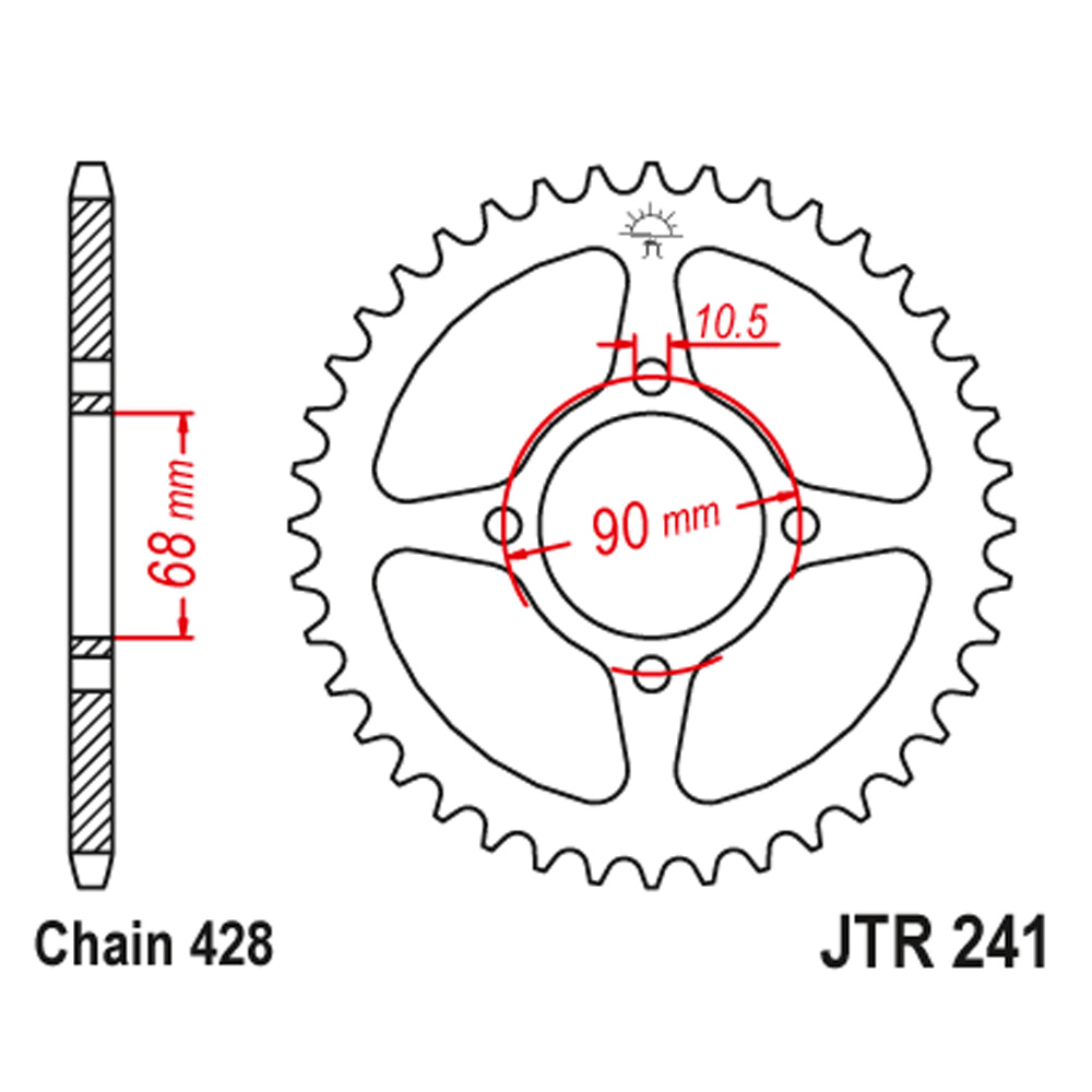 JTR241-45 Zadnji lančanik JT JTR241-45 (428) 45 zuba