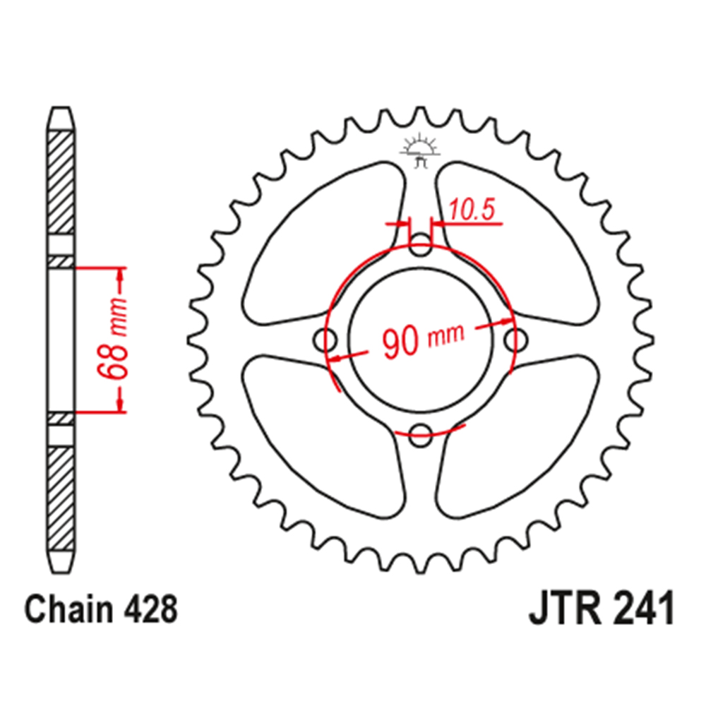JTR241-53 Zadnji lančanik JT JTR241-53 (428) 53 zuba