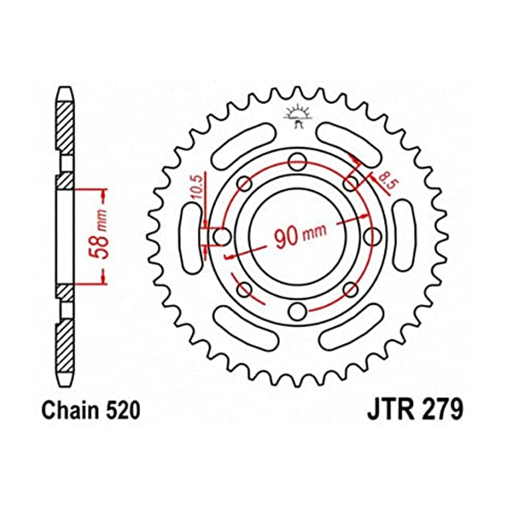 JTR279-40 Zadnji lančanik JT JTR279-40 (520) 40 zuba