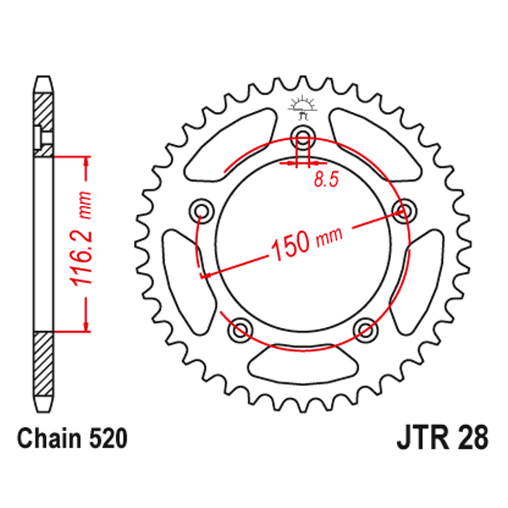 JTR28-42 Zadnji lančanik JT JTR28-42 (520) 42 zuba Aprilia RS 250