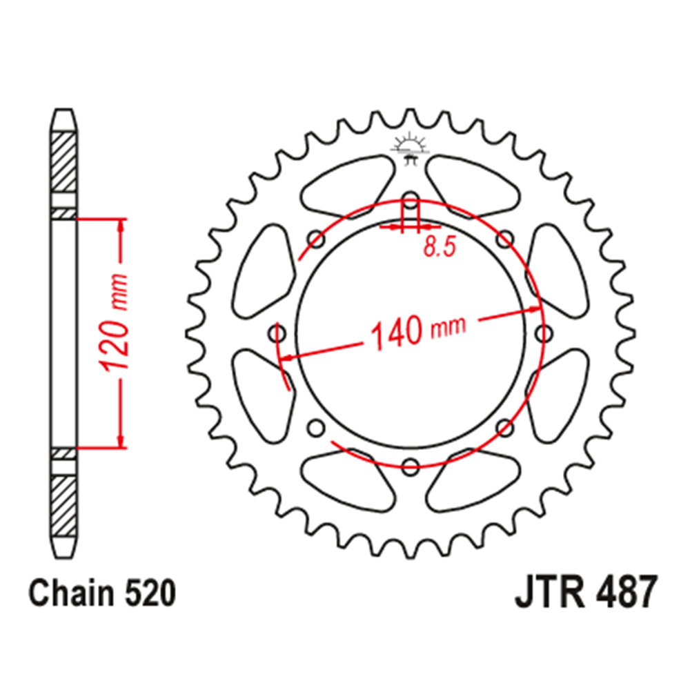 JTR487-44 Zadnji lančanik JT JTR487-44-50-32028 (520) 44 zuba