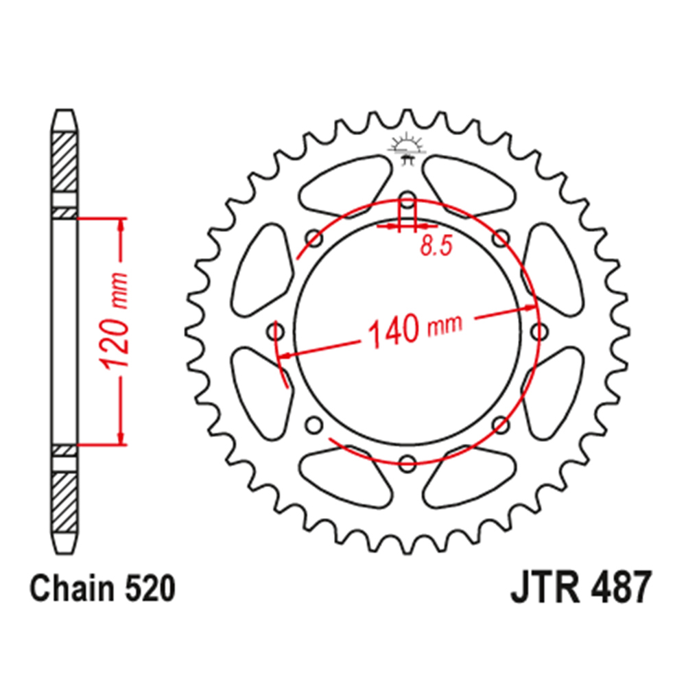 JTR487-46 Zadnji lančanik JT JTR487-46-50-32028 (520) 46 zuba