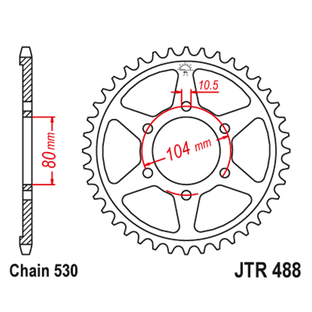 JTR488-45 Zadnji lančanik JT JTR488-45-50-35041 (530) 45 zuba