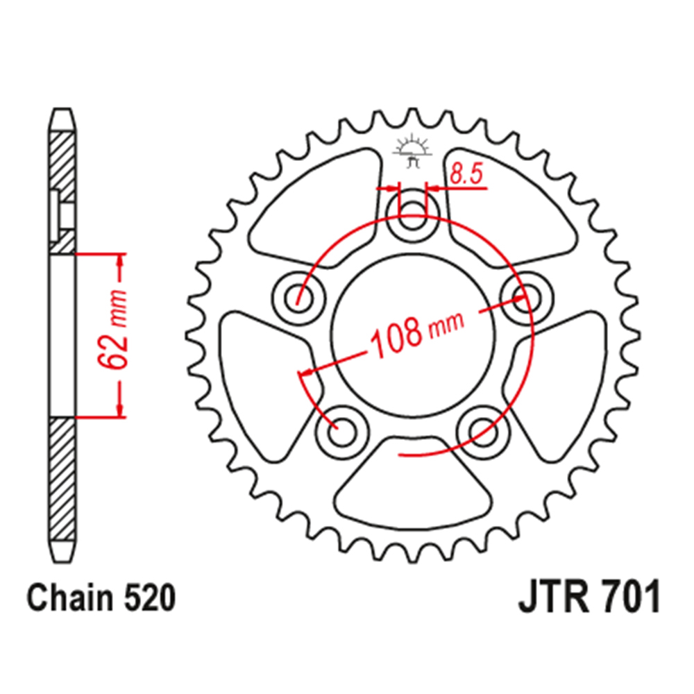 JTR701-40 Zadnji lančanik JT JTR701-40-50-32055 (520) 40 zuba