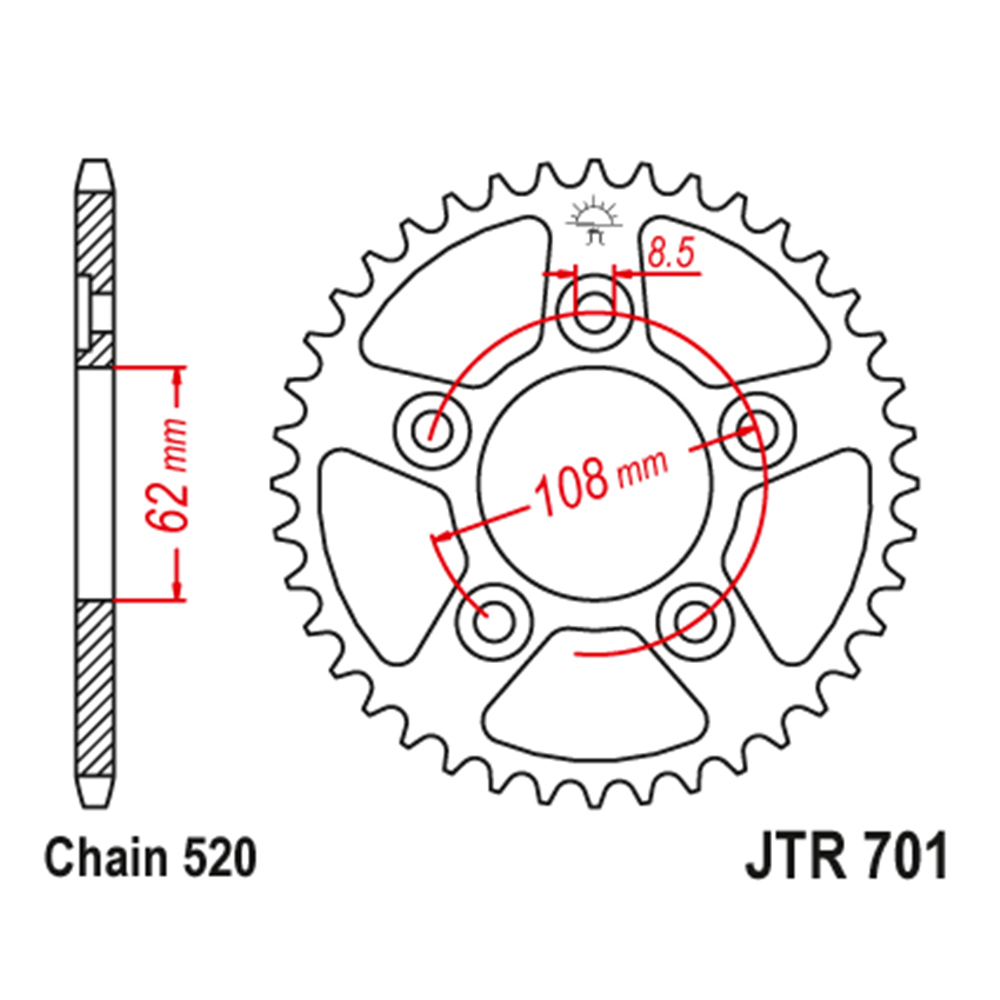 JTR701-43 Zadnji lančanik JT JTR701-43-50-32055 (520) 43 zuba