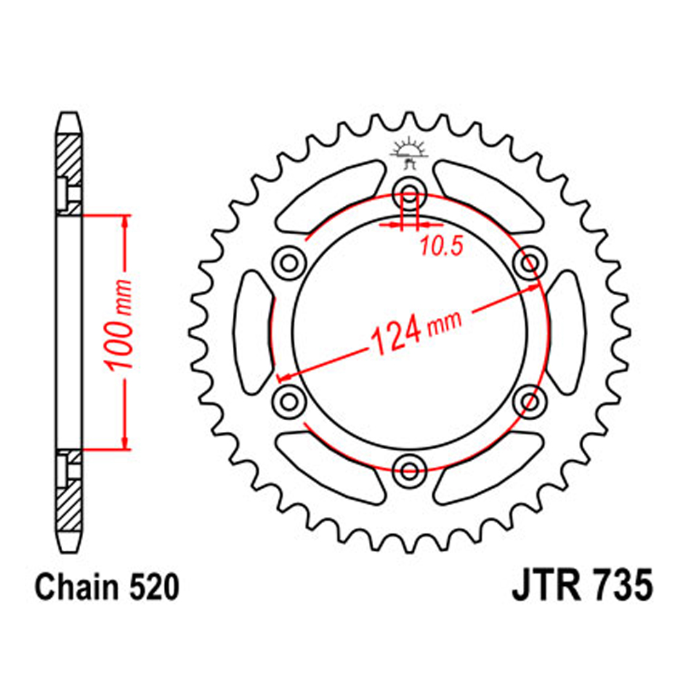 JTR735-45 Zadnji lančanik JT JTR735-45 (520) 45 zuba
