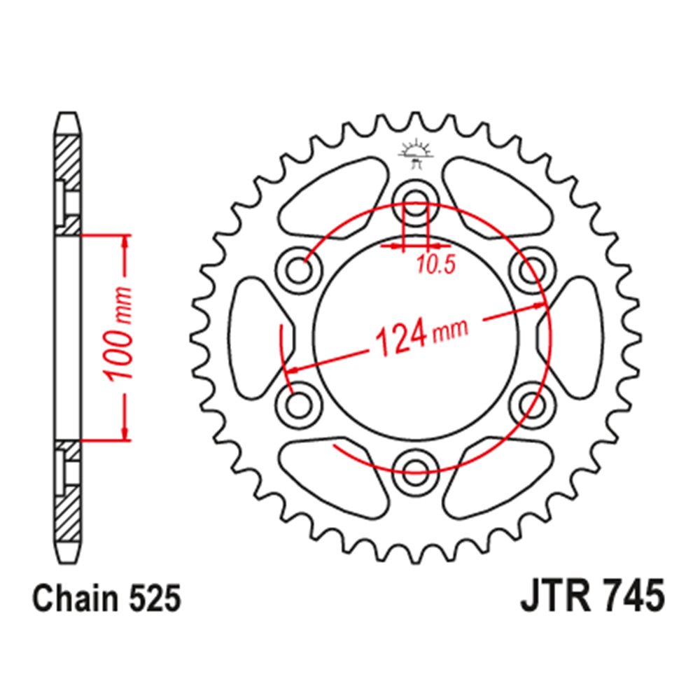 JTR745-38 Zadnji lančanik JT JTR745-38 (525) 38 zuba
