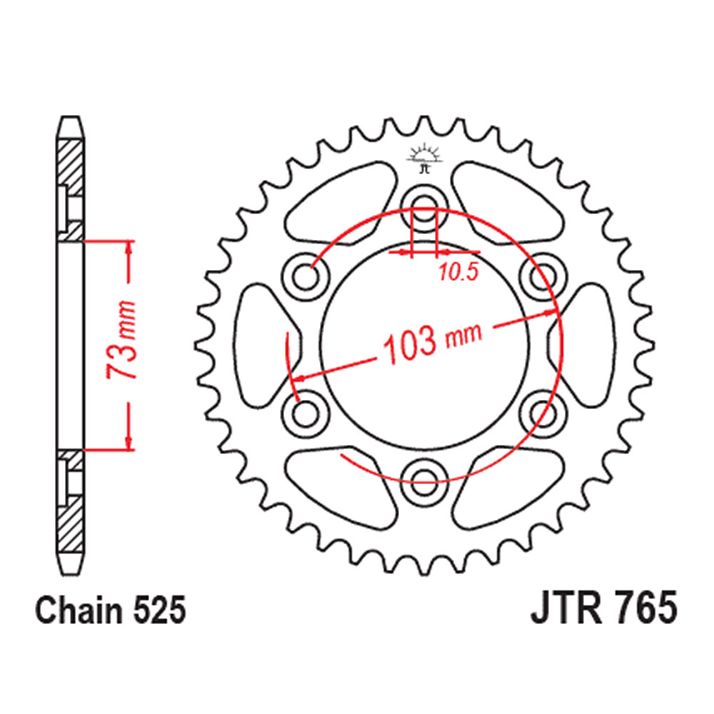 JTR765-42ZBK Zadnji lančanik JT JTR765-42ZBK (525) 42 zuba Multistrada V4