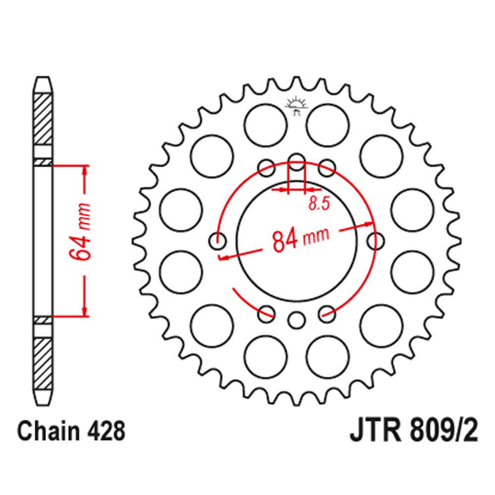 JTR809-2.45 Zadnji lančanik JT JTR809/2-45 (428) 45 zuba