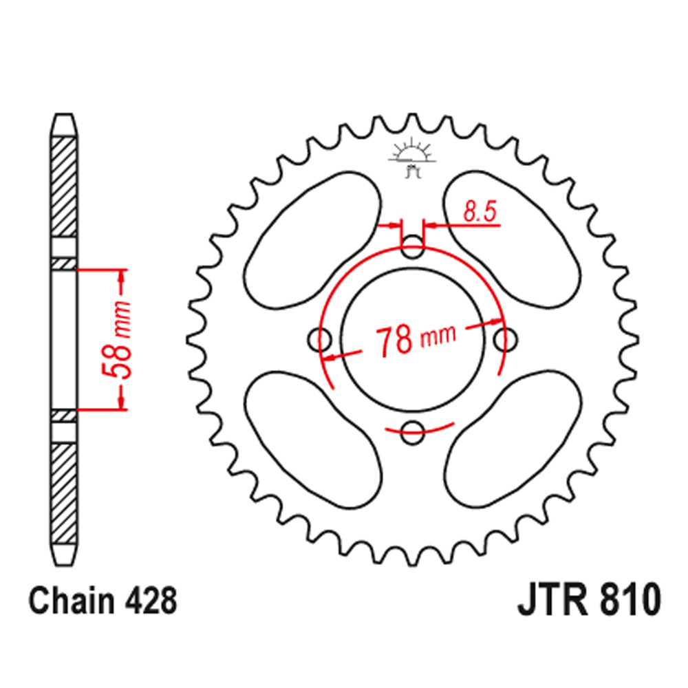 JTR810-48 Zadnji lančanik JT JTR810-48-50-15006 (428) 48 zuba