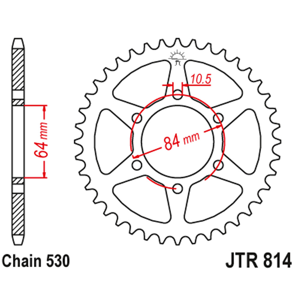 JTR814-45 Zadnji lančanik JT JTR814-45 (530) 45 zuba