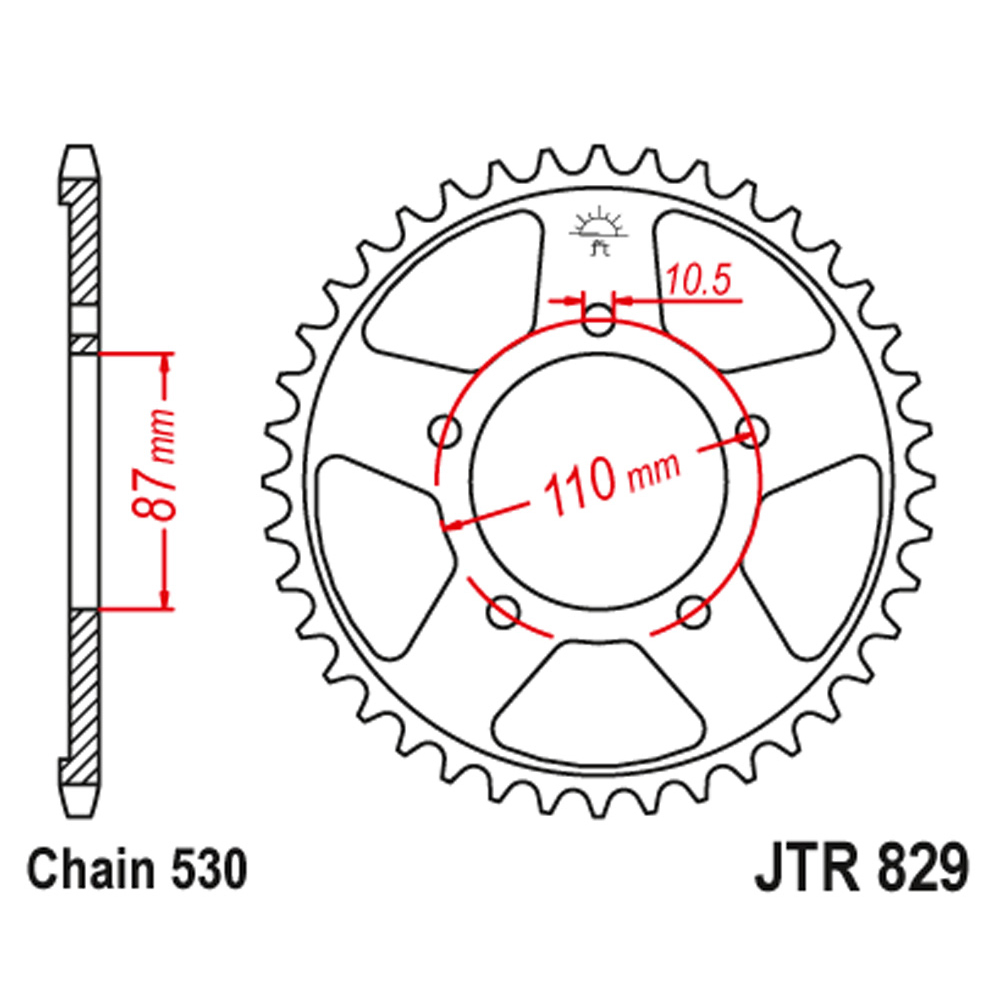 JTR829-45 Zadnji lančanik JT JTR829-45-50-35031 (530) 45 zuba