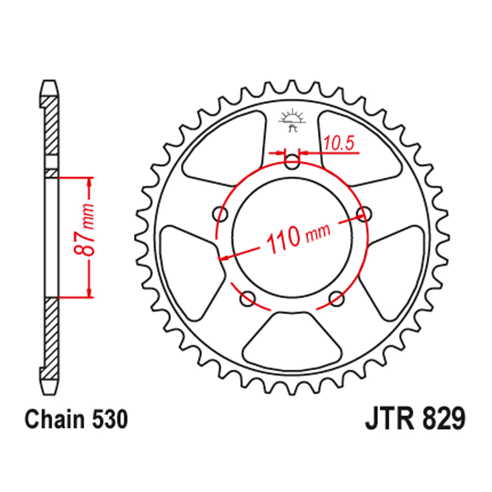 JTR829-46 Zadnji lančanik JT JTR829-46-50-35031 (530) 46 zuba