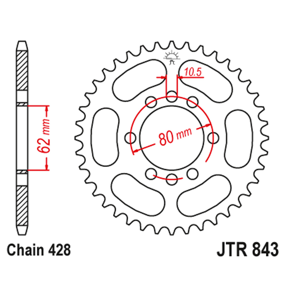 JTR843-39 Zadnji lančanik JT JTR843-39 (428) 39 zuba