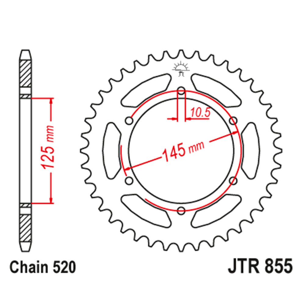 JTR855-46 Zadnji lančanik JT JTR855-46-50-32042 (520) 46 zuba