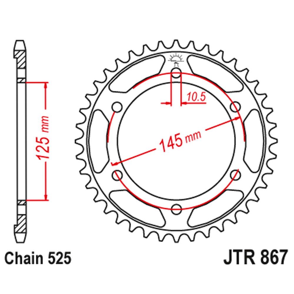 JTR867-44 Zadnji lančanik JT JTR867-44-50-29009 (525) 44 zuba