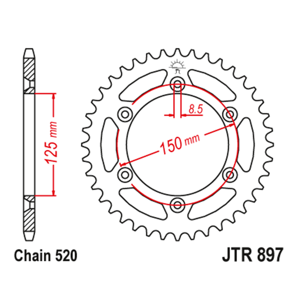 JTR897-48 Zadnji lančanik JT JTR897-48 SC (520) 48 zuba