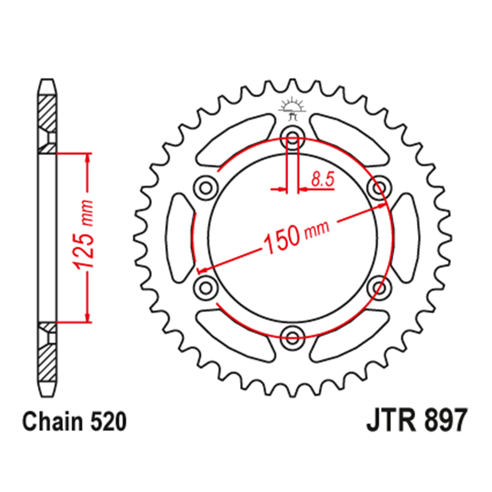 JTR897-50 Zadnji lančanik JT JTR897-50 SC (520) 50 zuba