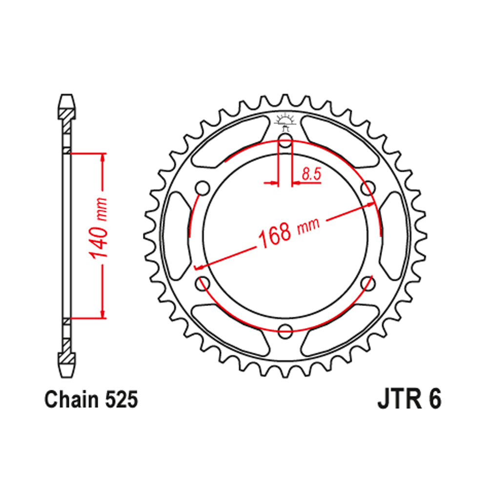 JTR6-47 Zadnji lančanik JT JTR6-47 (525) 47 zuba