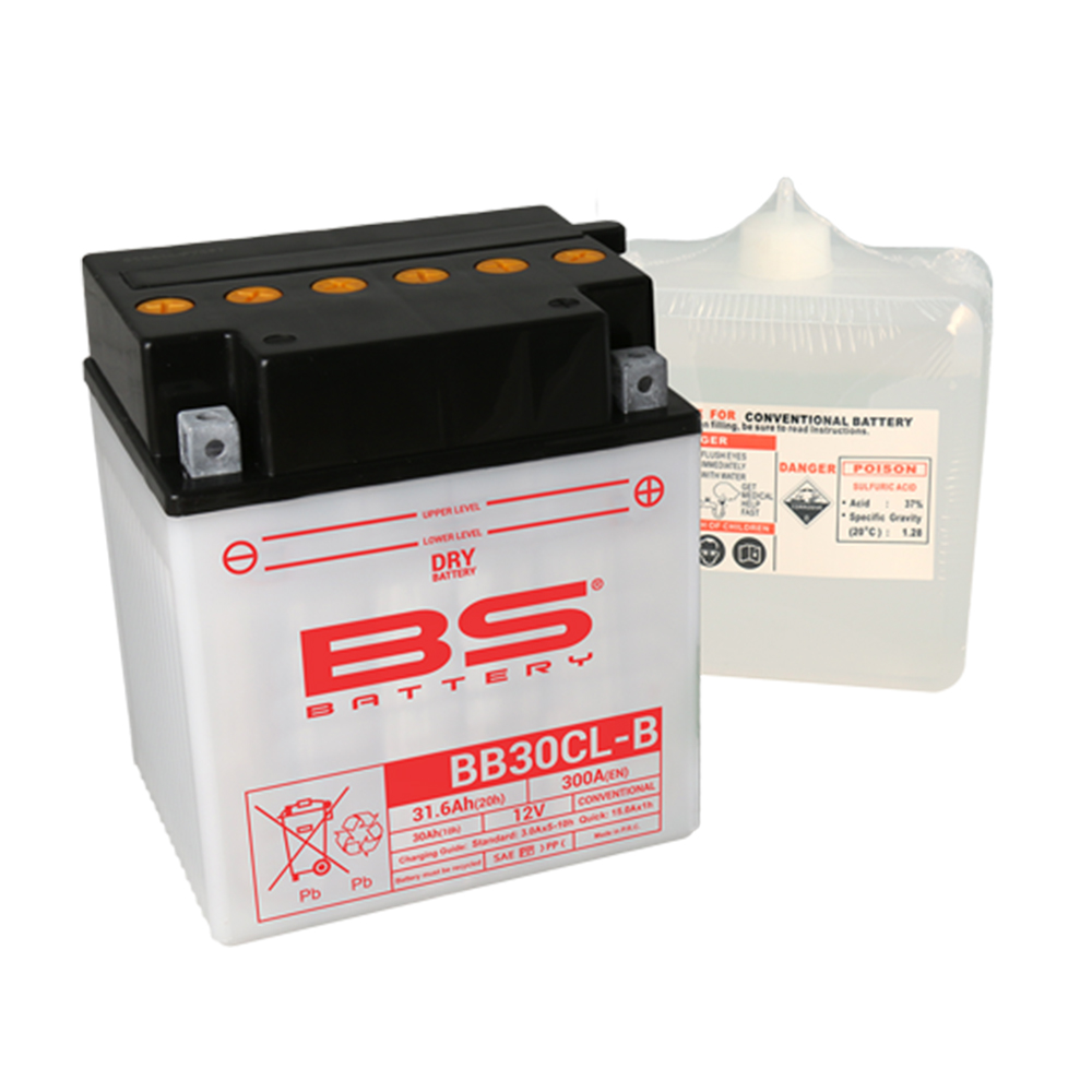 BB30CL-B BS akumulator BB30CL-B 12V 30Ah 300A sa kiselinom desni plus (165x130x192) - Слика 1