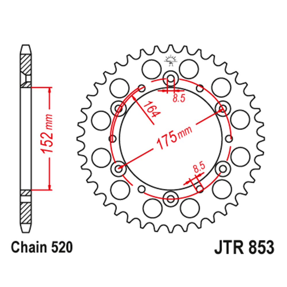 JTR853-47 Zadnji lančanik JT JTR853-47-50-32003 (520) 47 zuba