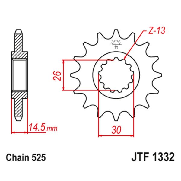 Prednji lančanik JT JTF1332-16 (525) 16 zuba