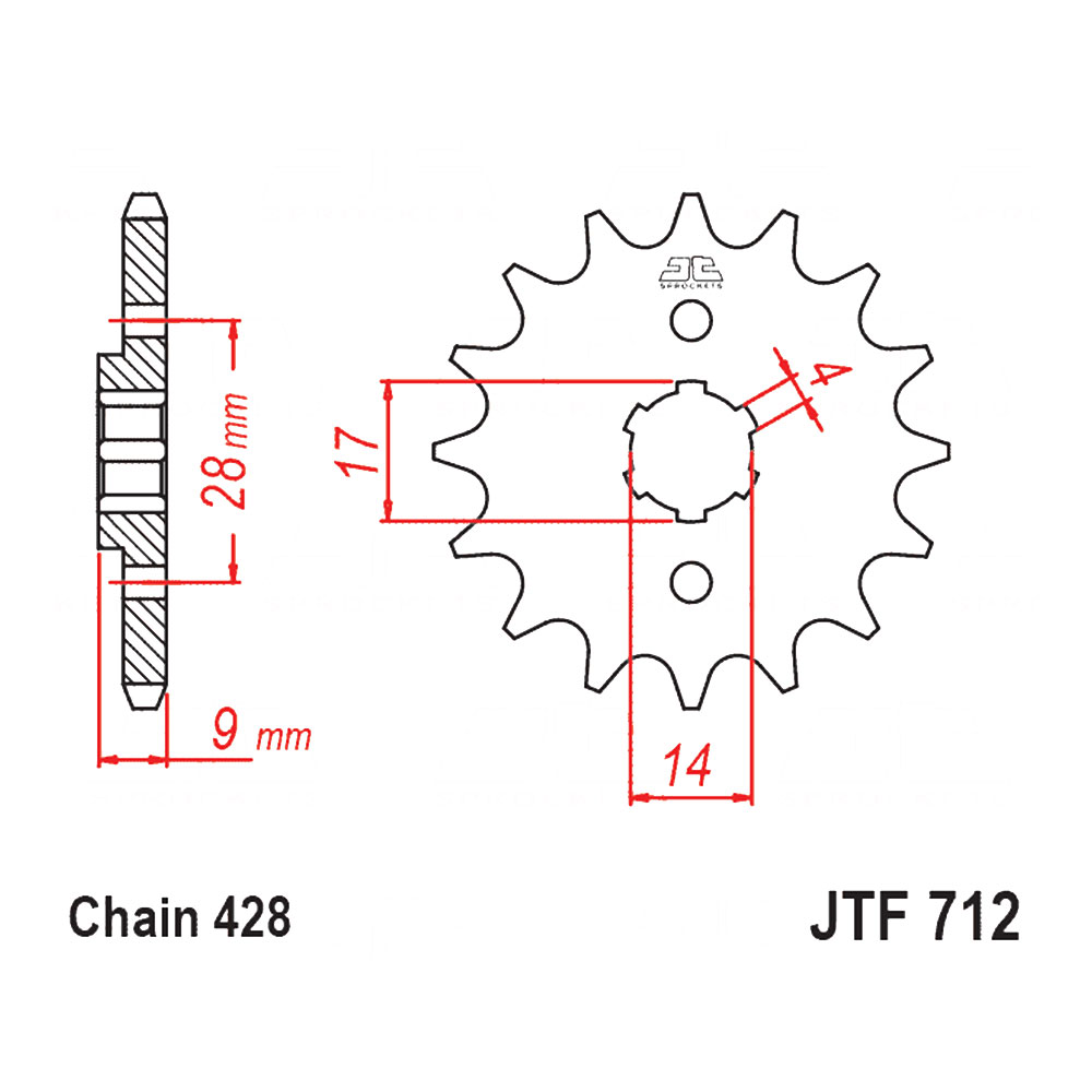 JTF712-13 Prednji lančanik JT JTF712-13 (428) 13 zuba