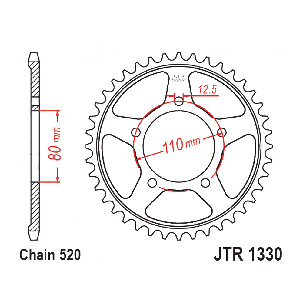 JTR1330-45ZBK Zadnji lančanik JT JTR1330-45ZBK (520) 45 zuba