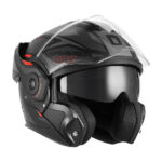 Kaciga za motor NOX PREMIUM SPINNER ARK Flip Up/Back sa naočarima crveno mat crna