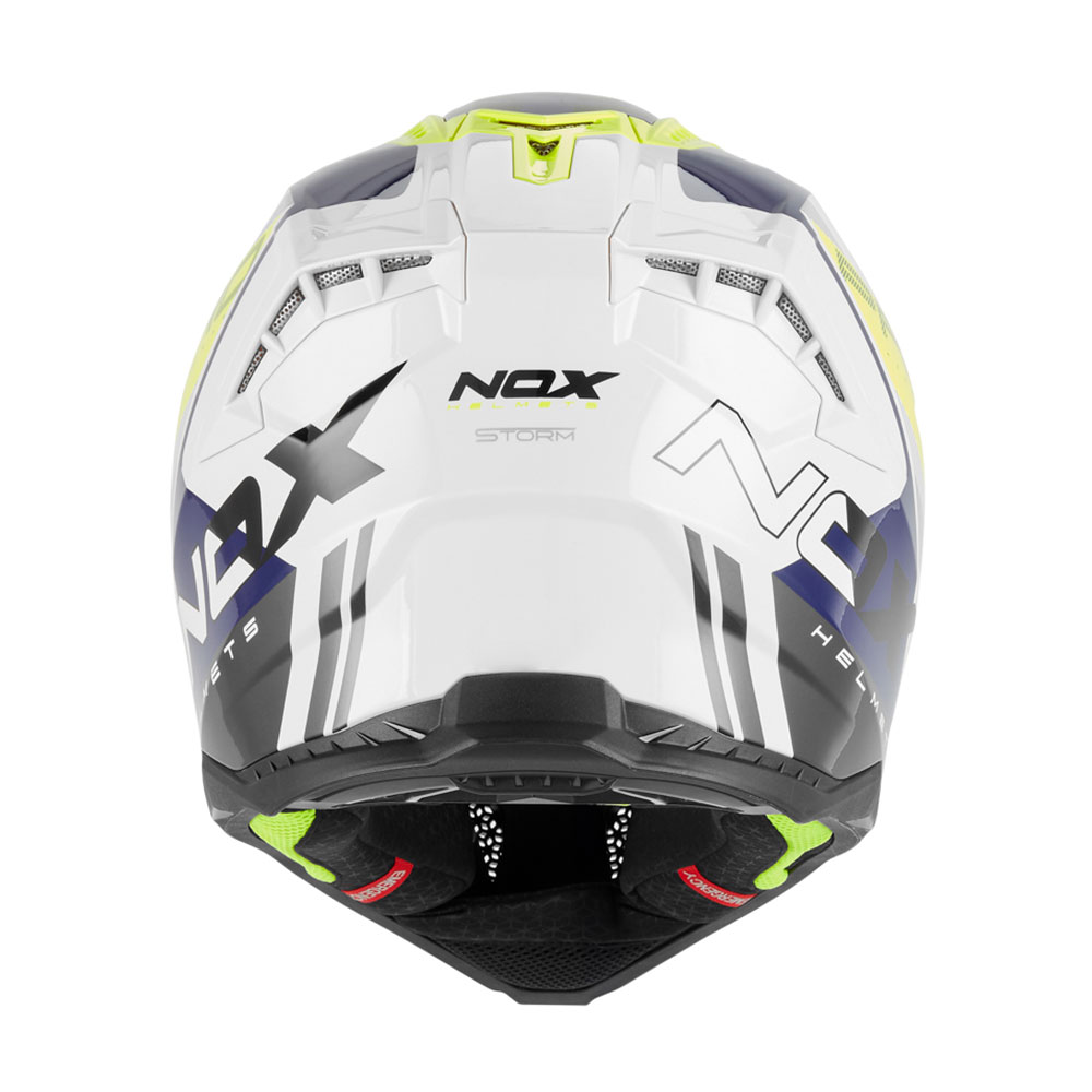 Kaciga za motor NOX Cross N634 STORM žuto plavo bela