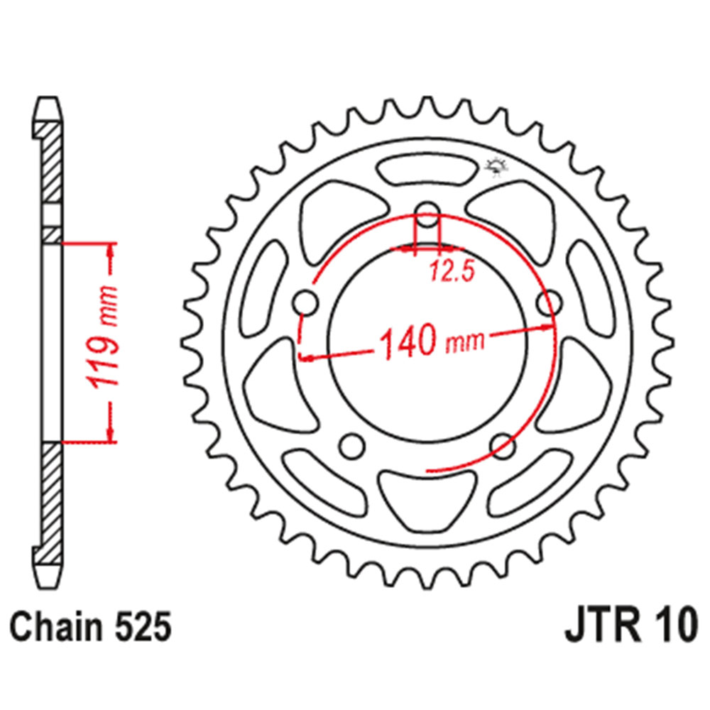 JTR10-46 Zadnji lančanik JT JTR10-46 (525) 46 zuba