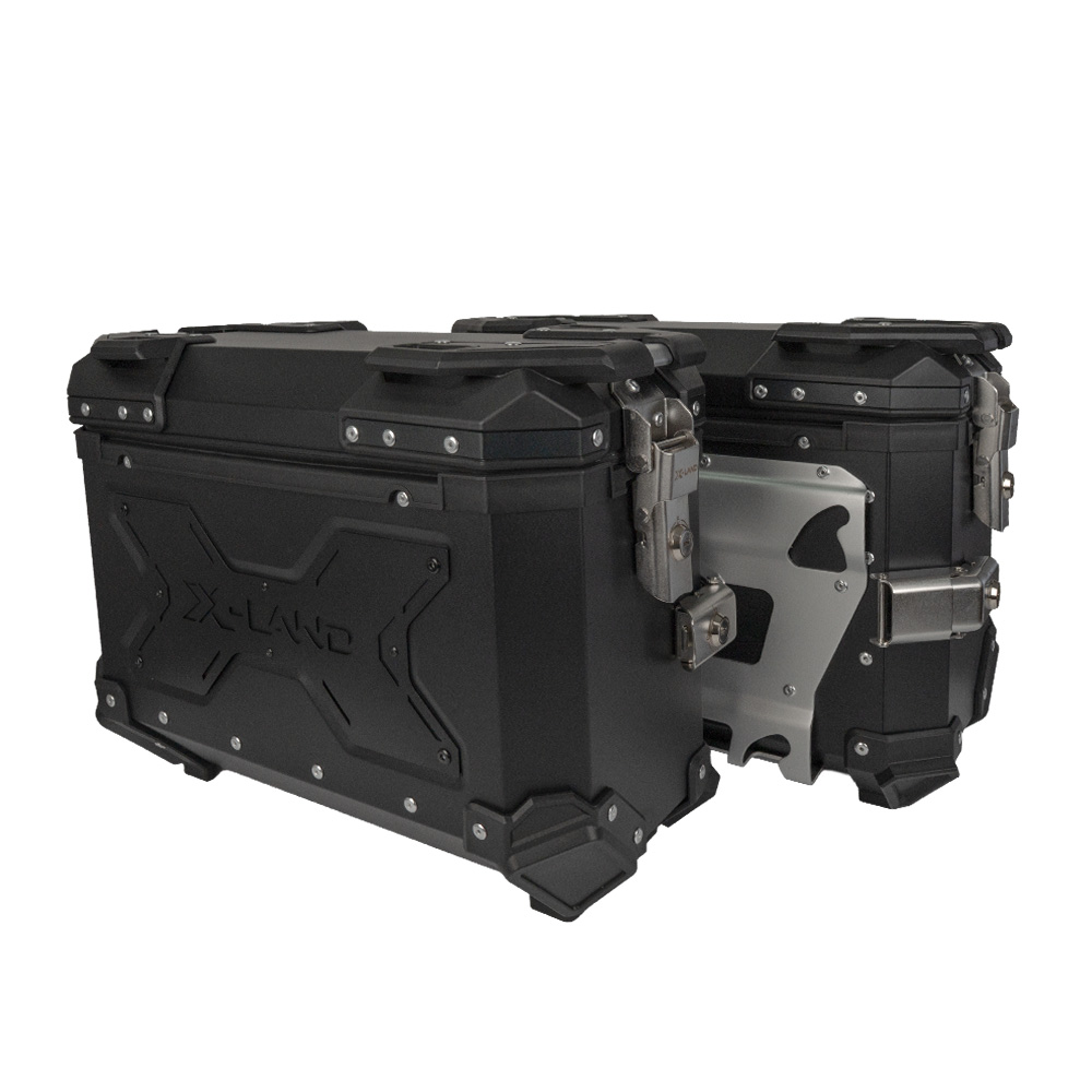 6be61a3d-9d48-4280-b622-cc3ae7229458 Bočni koferi za motor X-LAND Aluminijumski crni 30L+30L Y-MODEL - Слика 1